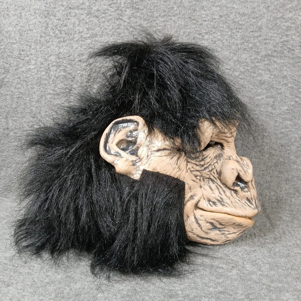 Unbranded Gorilla Mask Kids One Size‎ Black Faux Fur Latex Primate Halloween